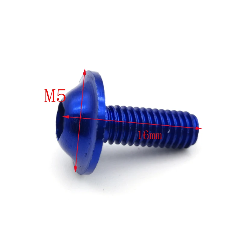 10pcs Motorcycle Bolts Screw M5 x 16mm Aluminum adornment Bolts Blue Anodised 20mm Bolts Red Screws M5 Cap Head