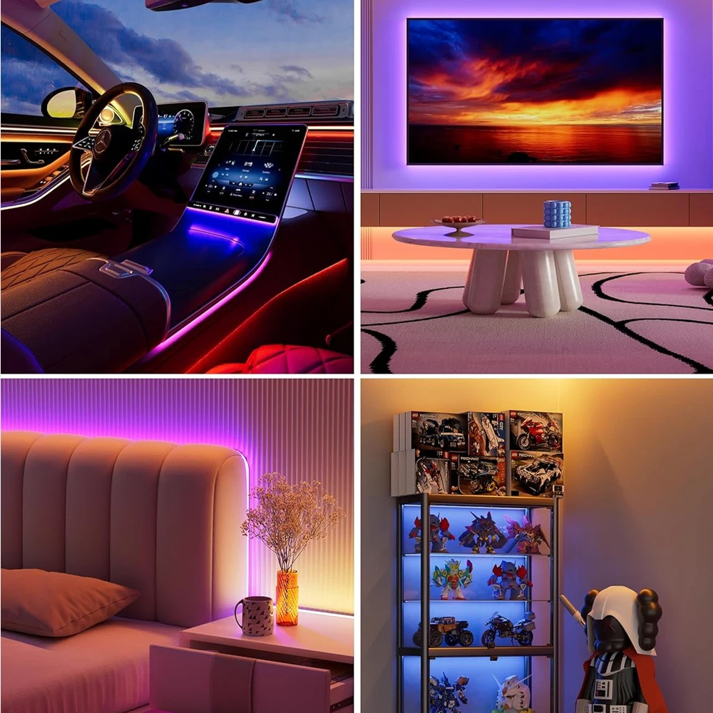 USB Tuya WiFi COB RGB شريط LED أبيض دافئ 5 فولت 1 متر 2 متر 3 متر 4 متر 5 متر عكس الضوء خزانة مرنة غرفة نوم لعبة ضوء الأب اليكسا جوجل المنزل