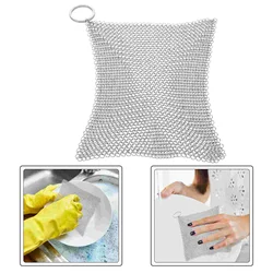 Cast Iron Cleaner Wire Mesh Stainless Steel Scrubber Pans Grill Scraper Cast Iron Scrubbers Cookware Kitchen Cleaning Brush