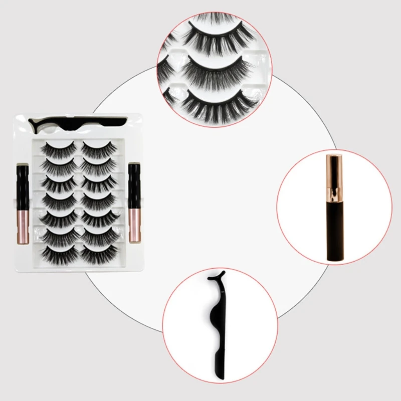 Fashion Eyeliner & Lashes 7 Pairs Natural Look Lasting False Lashes