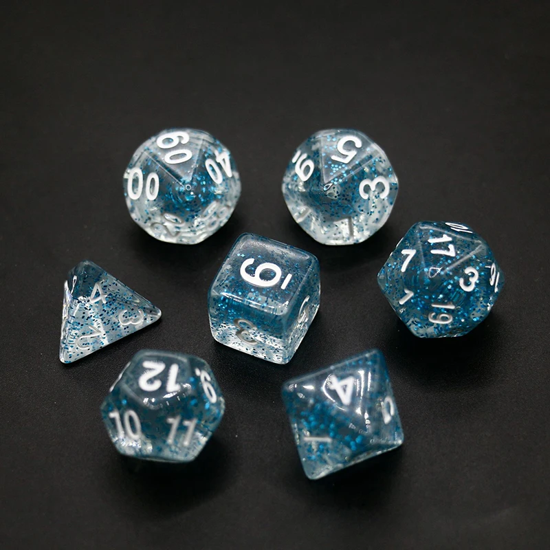 Juego de 7 mini dados RPG de color brillante para mazmorras y dragones, ideal para RPG, DND, MTG como dados para jugadores o dados para juegos de mesa