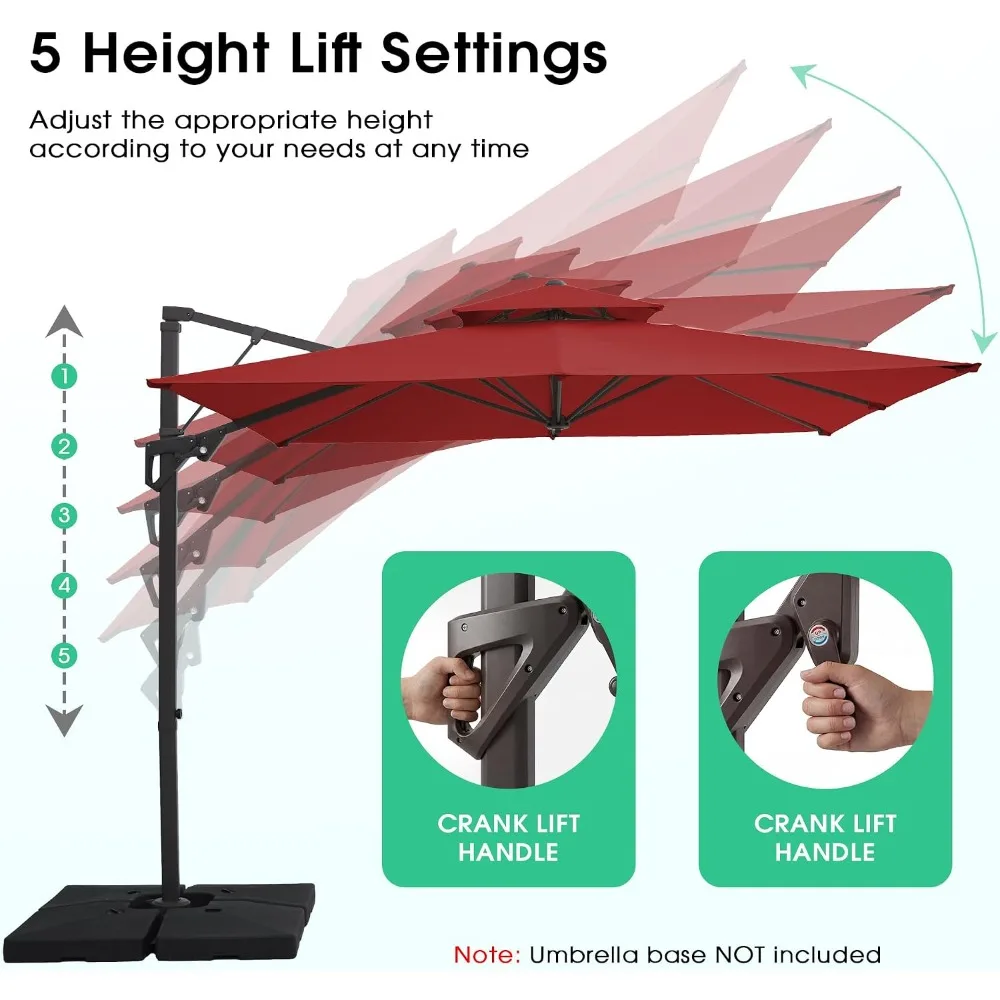 9x9 ft 2-Tier Cantilever Patio Umbrella, Outdoor Offset Umbrella for Garden