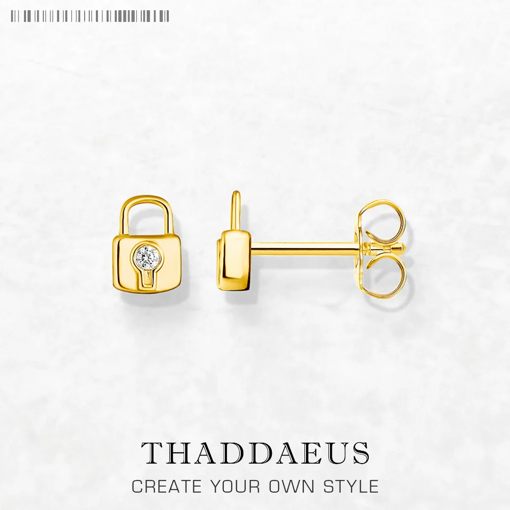 

Ear Stud Lock,Europe Style Fine Jewerly For Women Handcrafted Trendy Gift In 925 Sterling Silver