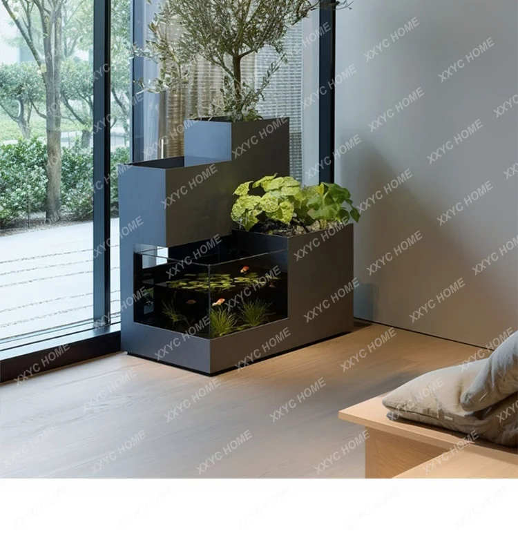 XX  Stainless steel metal  fish tank balcony ecological swamp circulating water filter fish pond flowing water landscape flower