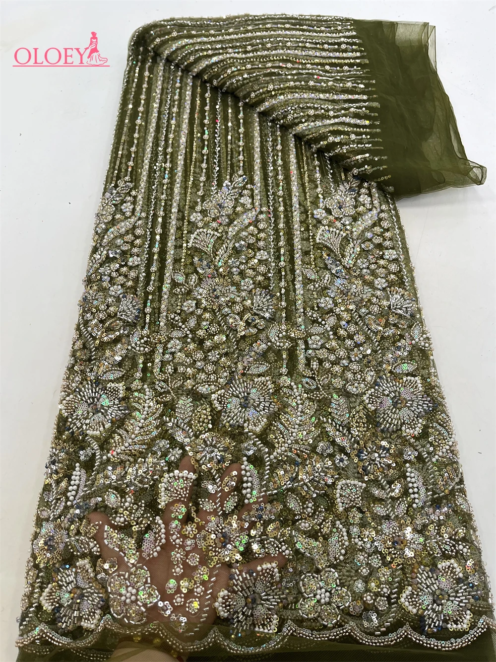 ใหม่ High-End หรูหราภาษาฝรั่งเศสคําเย็บปักถักร้อย Heavy เจ้าบ่าวลูกไม้ผ้าแอฟริกันไนจีเรียพร้อมเลื่อมผ้าสําหรับงานแต่งงาน