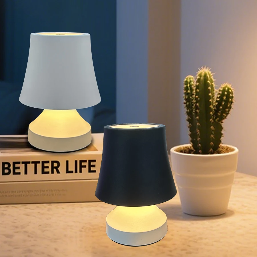 

Перезаряжаемая светодиодная настольная лампа, трехцветная регулируемая атмосферная лампа, современный минималистичный прикроватный светильник для спальни, украшение комнаты