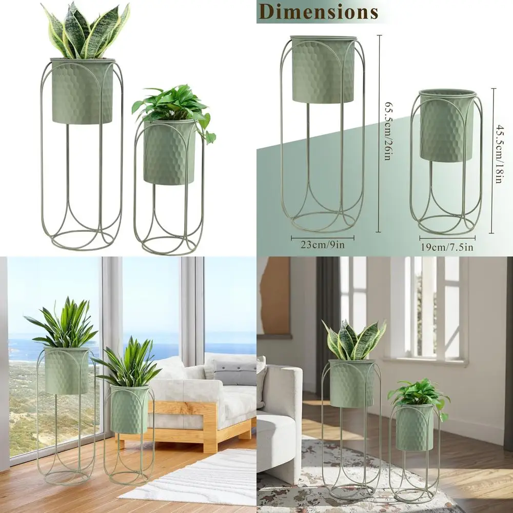 

Набор из 2 кашпо с подставками для использования в помещении/на улице, высотой 26 и 18 дюймов, большие горшки для жилых помещений, кухни, офиса, сада, балкона