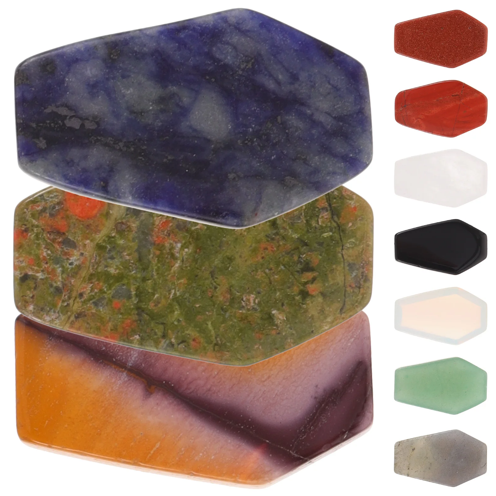

10Pcs Coffin Shaped Natural Crystal Stones Polished Gems for Meditation Home Decor Desktop Ornament DIY Crafts Jewelry Making