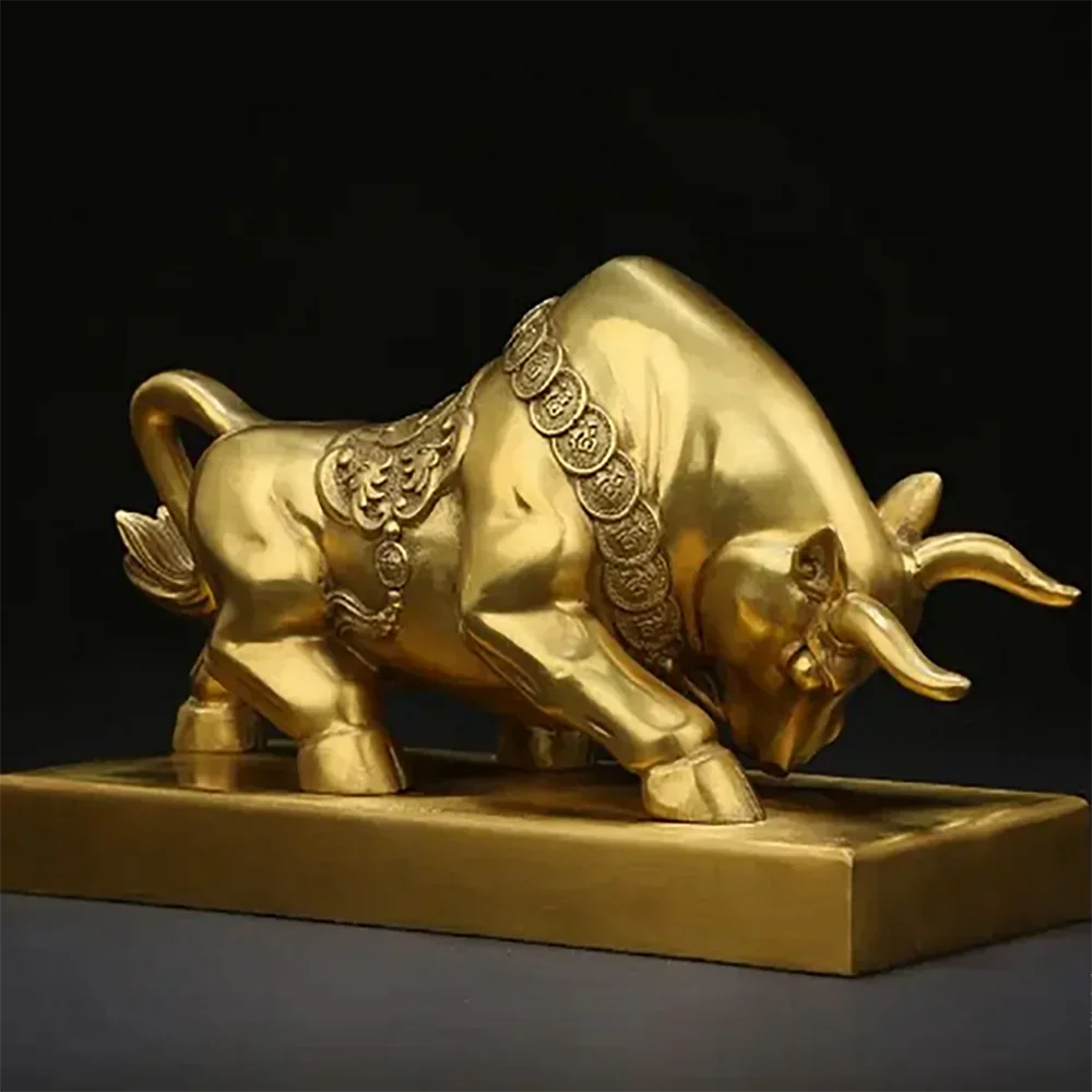 Fengshui Copper Bull Crafts, Animal Cattle Sculpture, Creative, Home, Living Room, Desk, Office Decor, Zhaocai, Exquisite