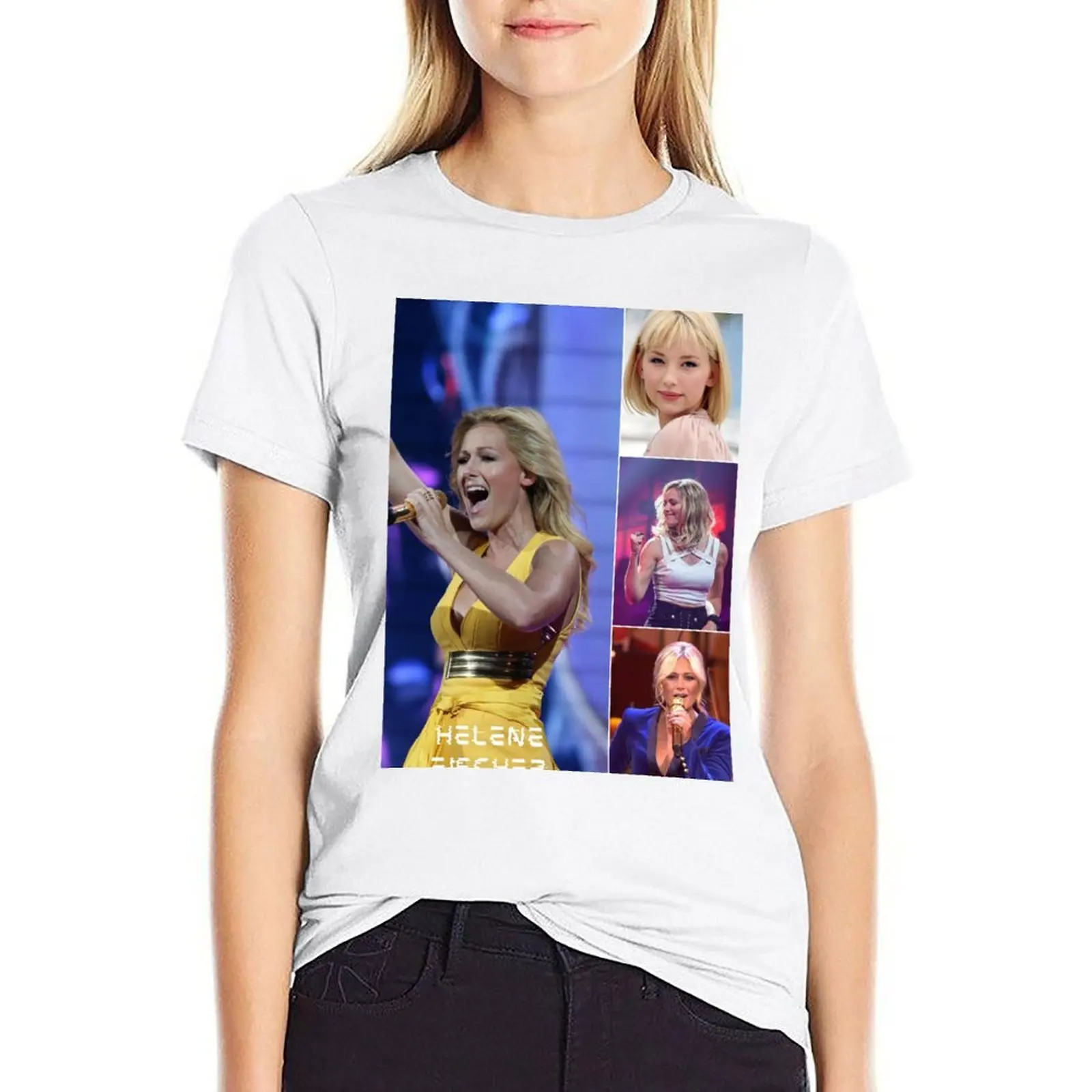 

Helene Fischer German singer Beautiful Photo Collage / Montage - 3 T-shirt vintage clothes tops t-shirts for Women cotton