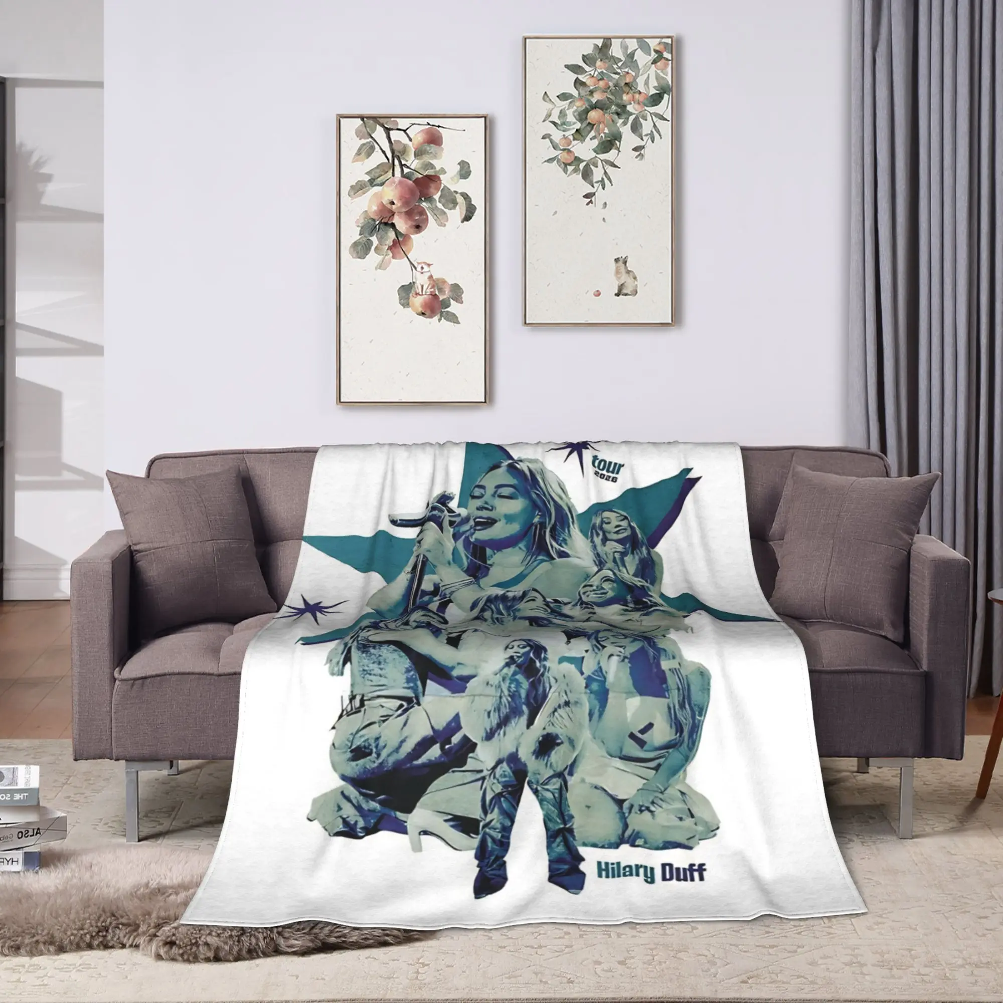 Warm Soft Blankets Picnic Hilary Duff  Lucky Me Tour Bedding Throws  Flannel Bedspread For Home Decor Print Sofa Bed Cover