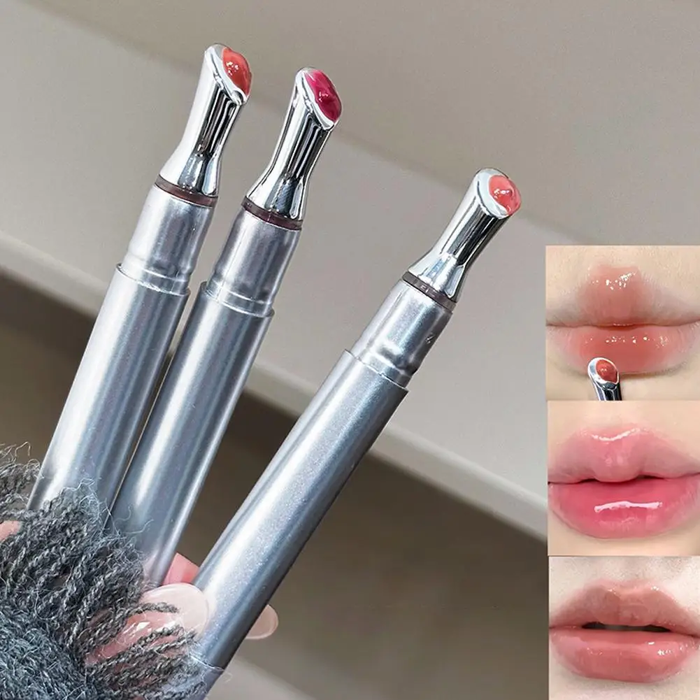 Brilho labial hidratante de longa duração adequado para toda a pele escova de ferro cabeça geléia lipgloss hidratante matiz labial batom gif d9o4