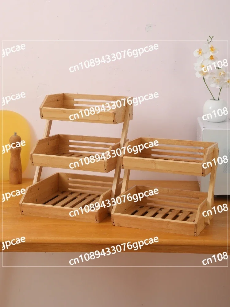 Fancy Bamboo Storage Basket Fruit Bread Rack Snack Storage Basket Kitchen Rack Seasoning Rack Countertop Storage