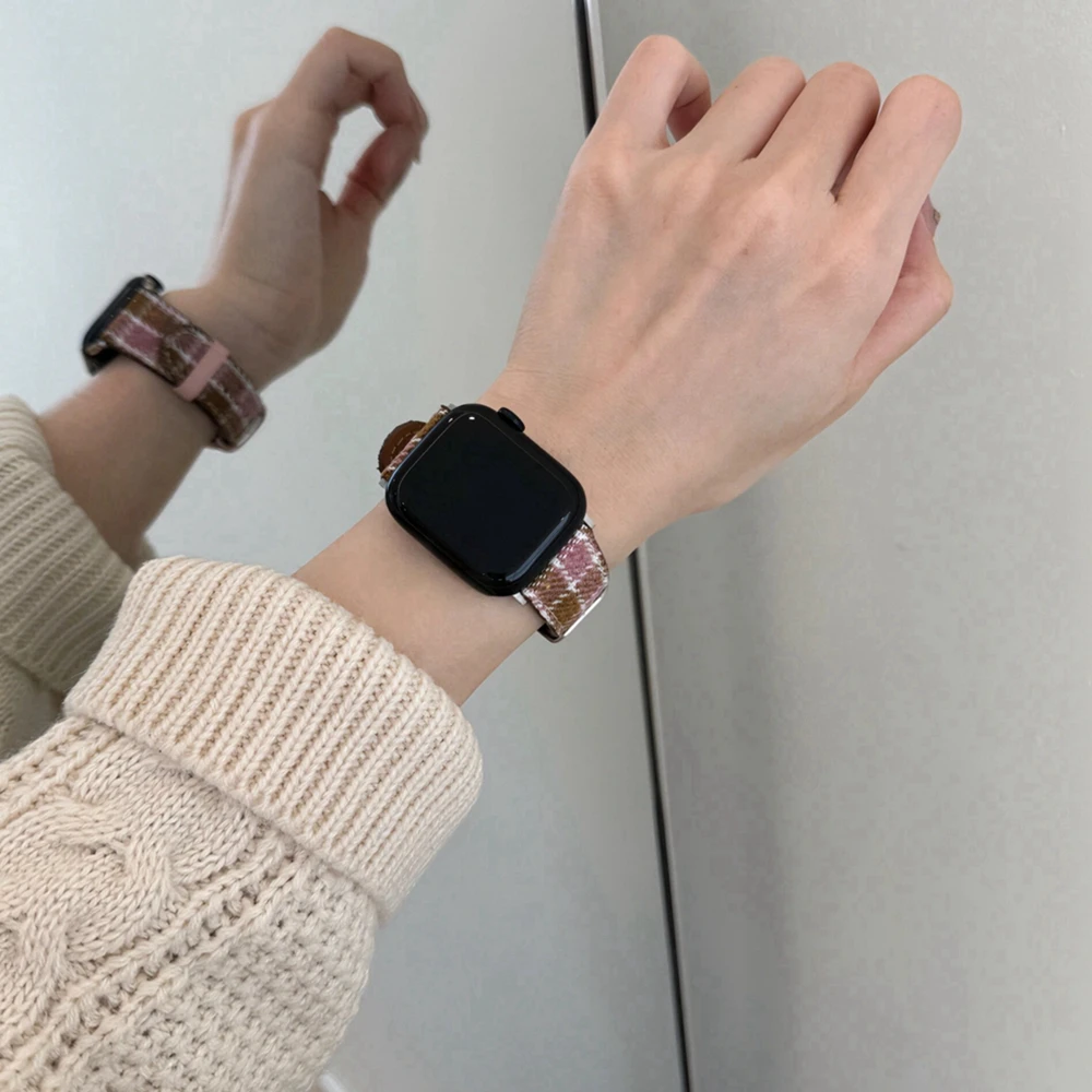 Maillard Woll-Plaid-Geflechtarmband für Apple Watch 44mm 40 45 41 49 42 38 Winterband für Ultra Series 11/10 9 8 SE 7 6 5 4 3 – Detail 8