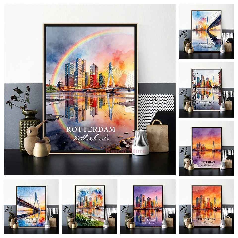 

Rotterdam Wall Art, Poster Print, Holland Watercolor, Rotterdam Netherlands Gift, Travel Poster, Housewarming Gift