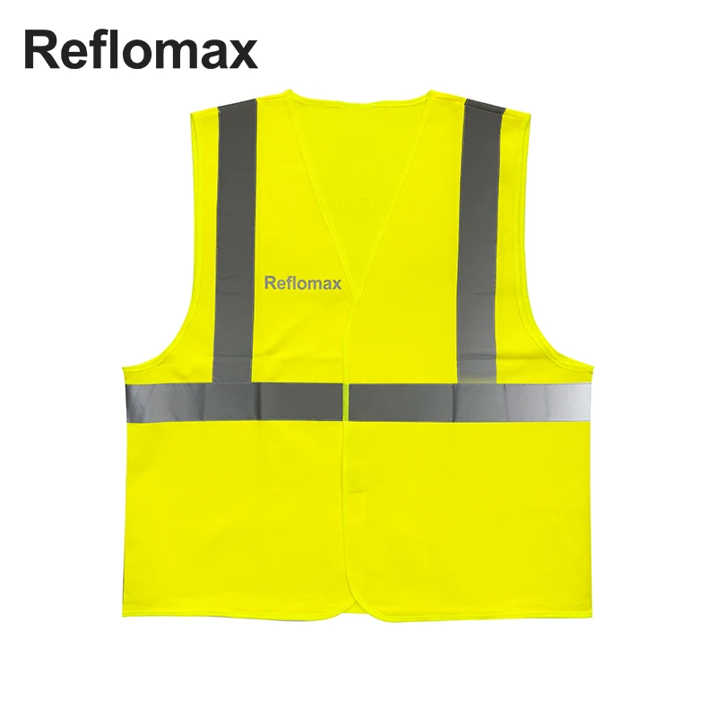 Reflomax High Visibility Reflective Vest Sleeveless Motorcycle Jacket for Road Safety Clothing with Pocket Zipper