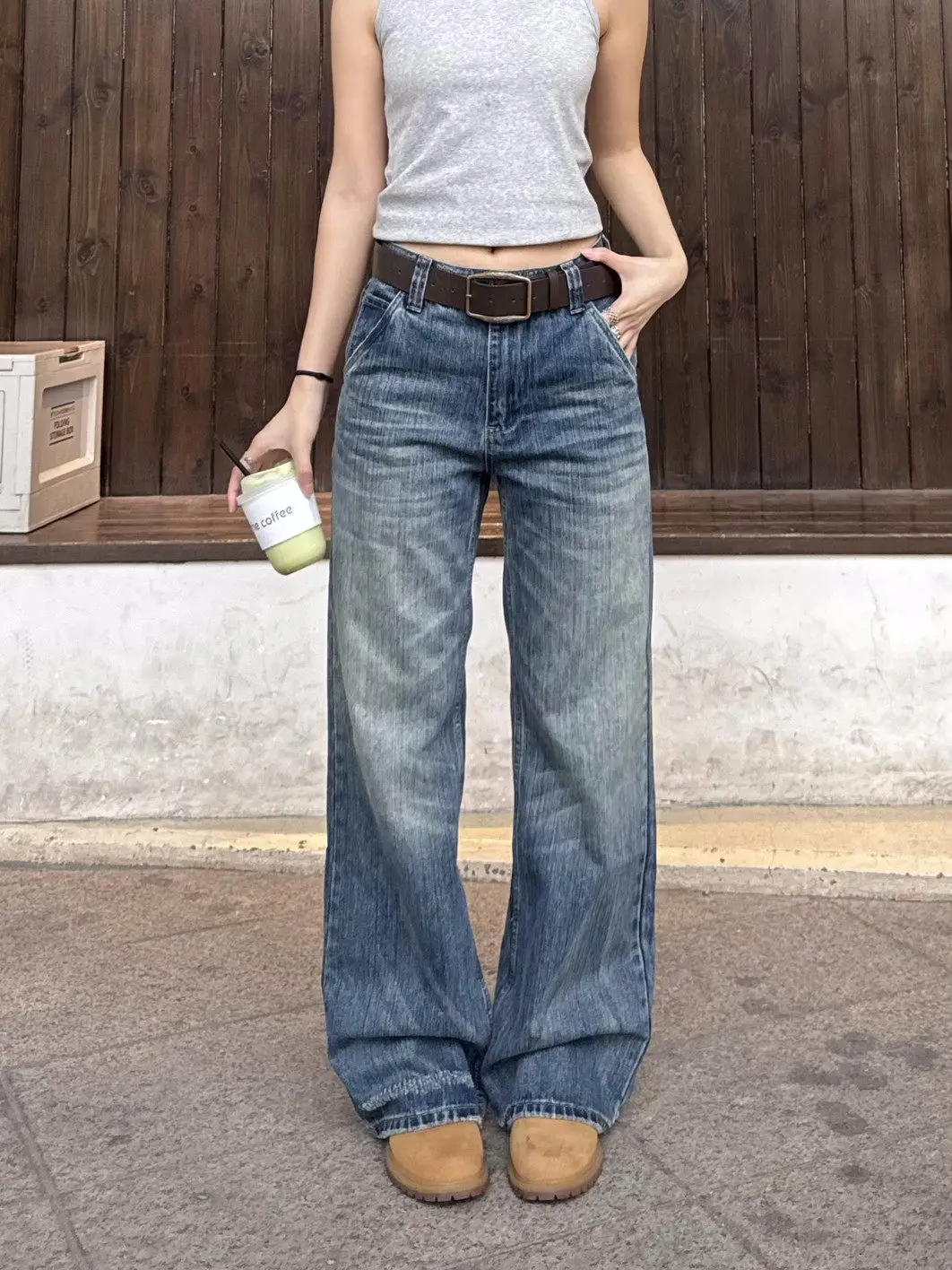 

XFX Американские свободные прямые джинсы из бамбукового хлопка в стиле ретро, женские широкие джинсы длиной до пола, мужские длинные брюки CleanFit