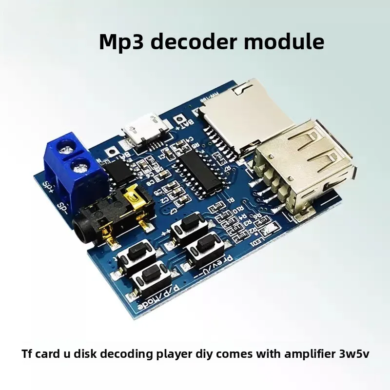 MP3 Decoder Module DIY with Built in Amplifier TF Card USB Player 3W 5V Lossless Audio