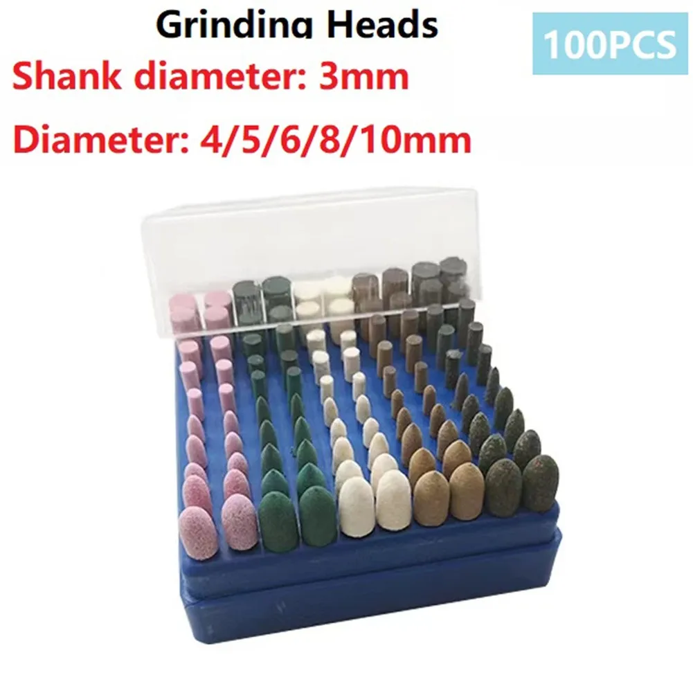 Buff Clean Wheel Nail Grinding 100 Pieces 3mm Shank Electric Grinder Replacement Wool Grinding Head For Rotary Tool