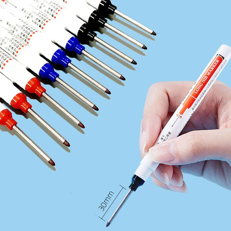 3/1pcs 30mm 20mm White Long Tib Deep Hole Head Marking Pen Bathroom Decoration Black Waterproof Ink Wood Working Oily