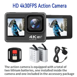 4K 30FPS 24MP WiFi Action Camera Waterproof 170°Wide Angle Len Dual Screen Display Video Camera For Outdoor Sports Cycling