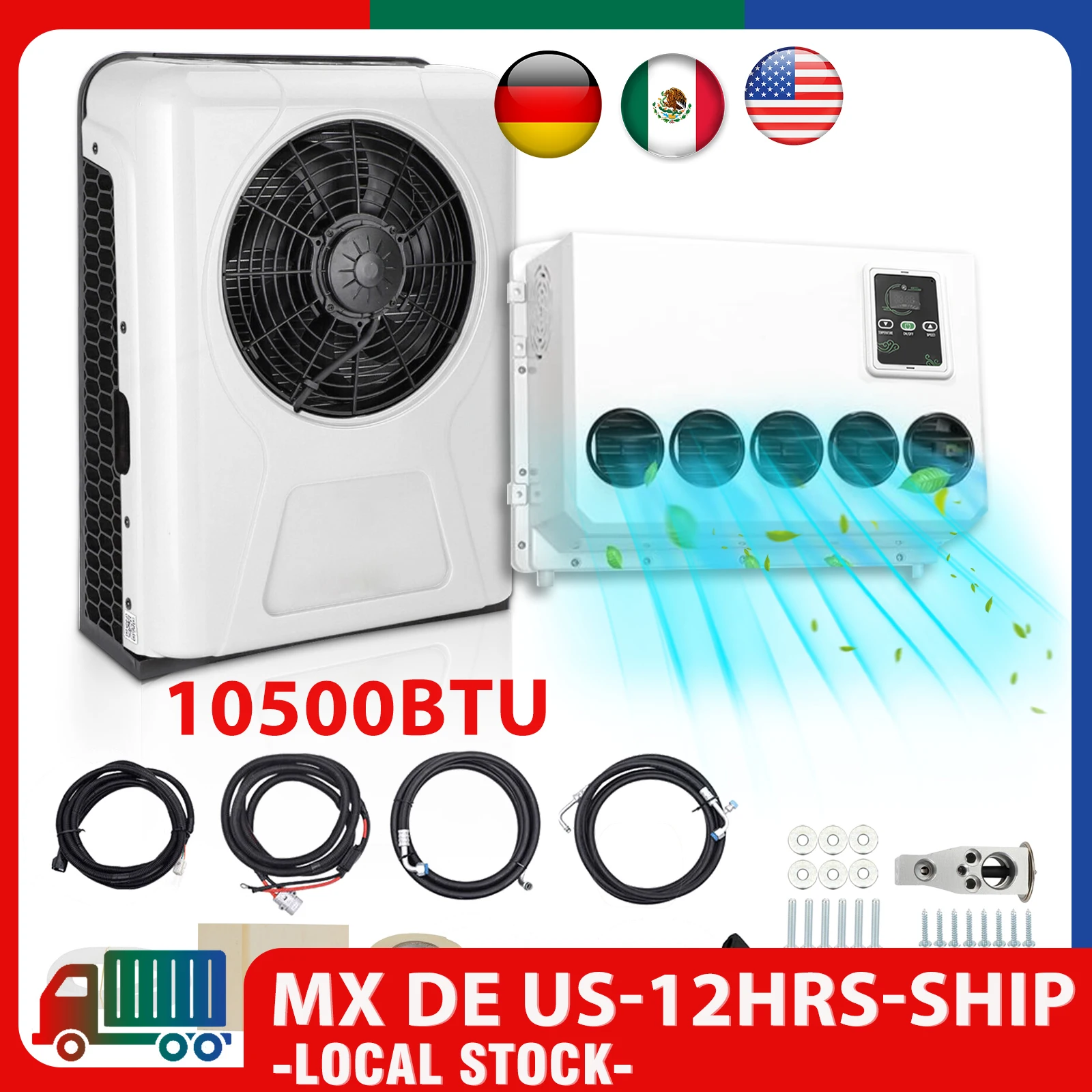 

MX US DE stock 10500BTU Truck Tractor Electric Parking Air Conditioner 12V Camper Van Car Automotive Split Air Conditioning 24V