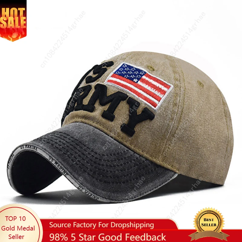 

Men Women Baseball Cap USA Flag 3D Embroidery Outdoor Sports Snapback Army Fans Hip Hop Cotton Tactical Summer Sun Hats EP0384