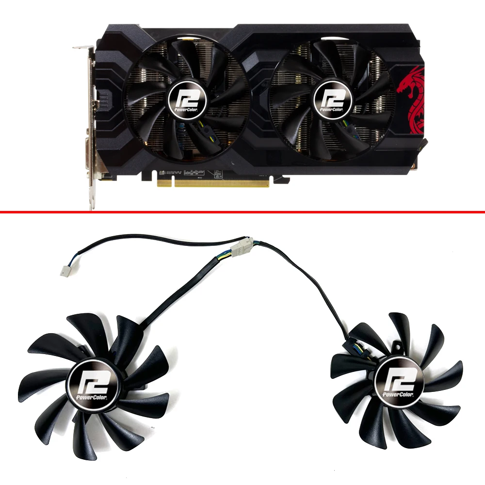 NEW Cooling Fan 85MM T129215SU 4PIN RX480 GPU FAN For PowerColor Red Dragon Radeon  RX 580 2048SP 8GB GDDR5 video card fans