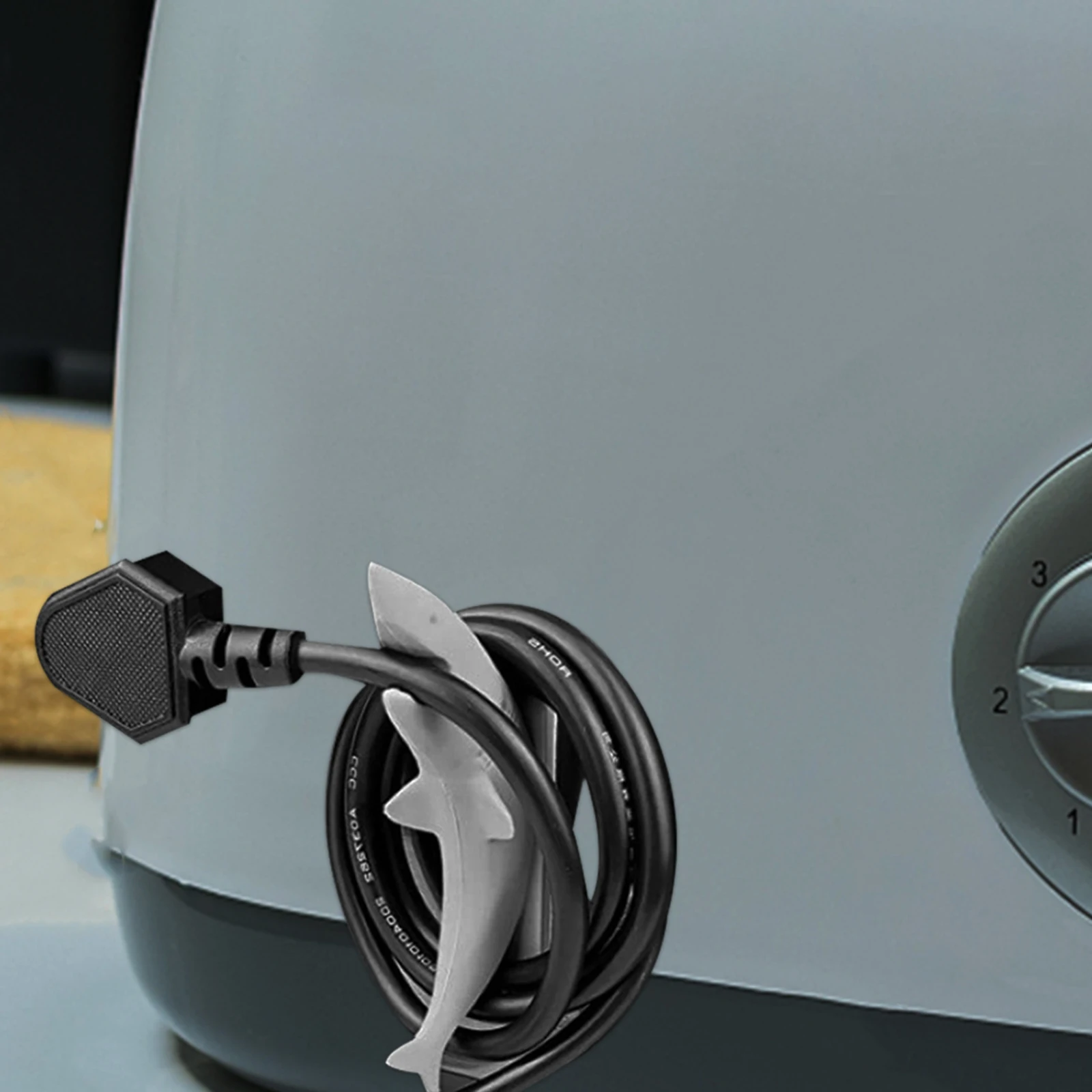 

Shark Shape Organizer for Kitchen Appliances Sturdy Wire Wrap Winder Coffee Machine Mixer Air Fryer Cable Holder Electric