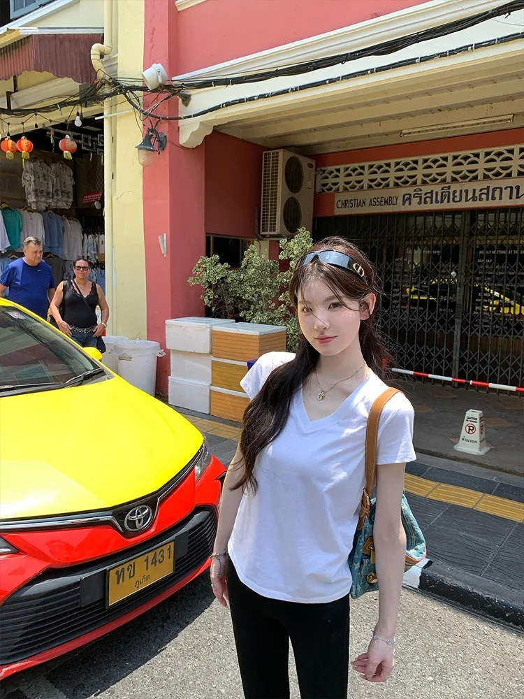 

Женская облегающая футболка x Stevens ort Sve V-Ne с обнаженной ключицей, летний дышащий повседневный хлопковый топ