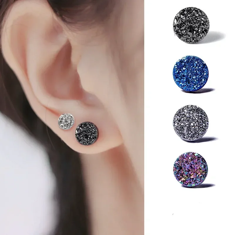 Fashion Crystal Magnetic Ear Clip No Piercing Earrings for Women Men Trendy Punk Quartz Geometric Stud Earrings Gothic Jewelry