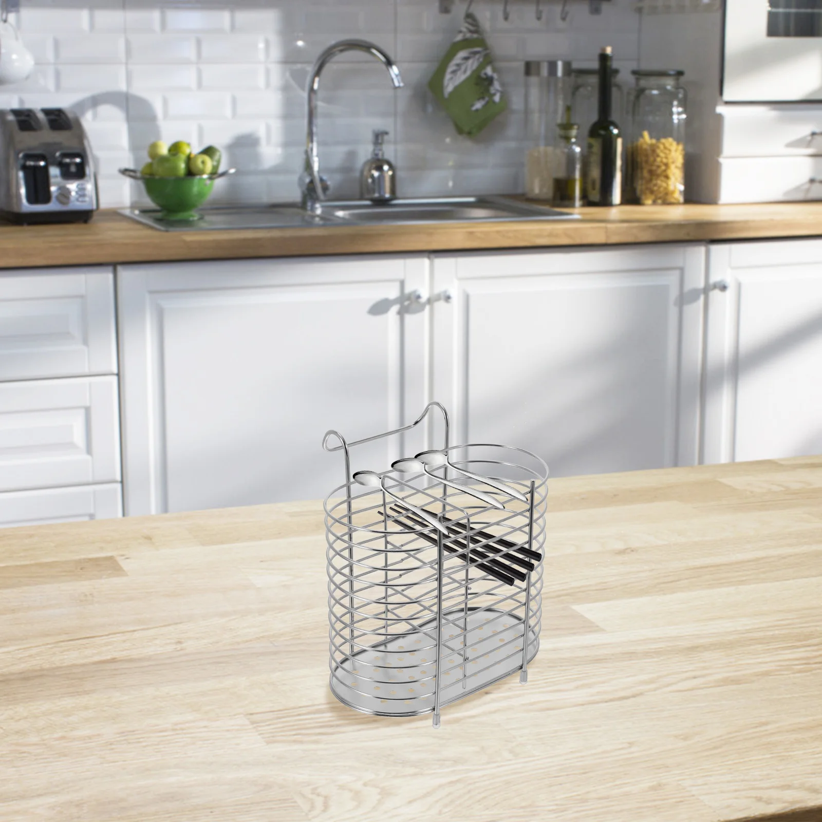 

1Pcs Premium Metal Chopsticks Drain Rack Stainless Steel Storage Shelf Non-Slip Foot Pads Wall Table Use Practical Long