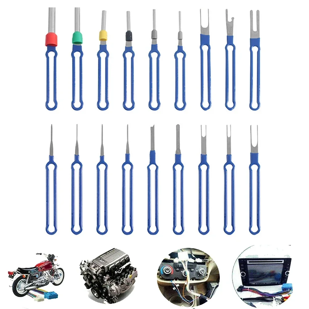 18Pcs Car Terminal Removal Tool Disassembly Kit Depinning Tool Electrical Connector Pin Removal Automobile Repair Tool