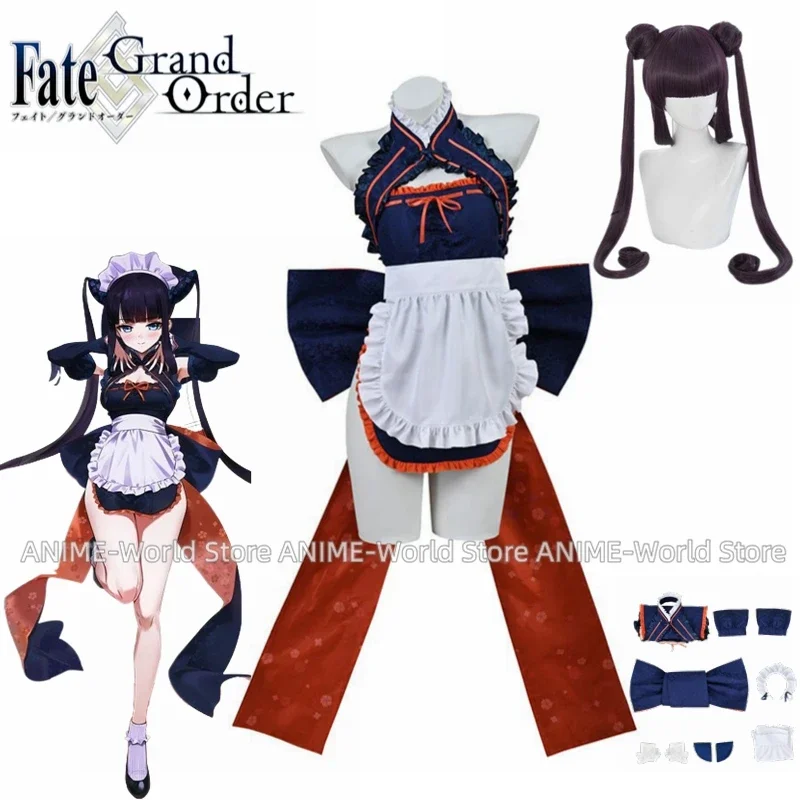 

FGO The Imperial Concubine Yang Косплей Костюм Горничной Наряд Fate Grand Order Косплей Платье Милый игровой парик Прекрасный комплект на Хэллоуин