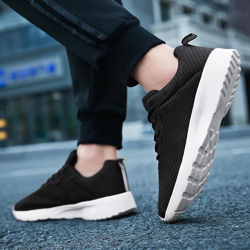 Men Casual Sport Shoes Breathable Lightweight Sneakers Outdoor Mesh Black Running Shoes Athletic Jogging Tenis Walking Shoes 48