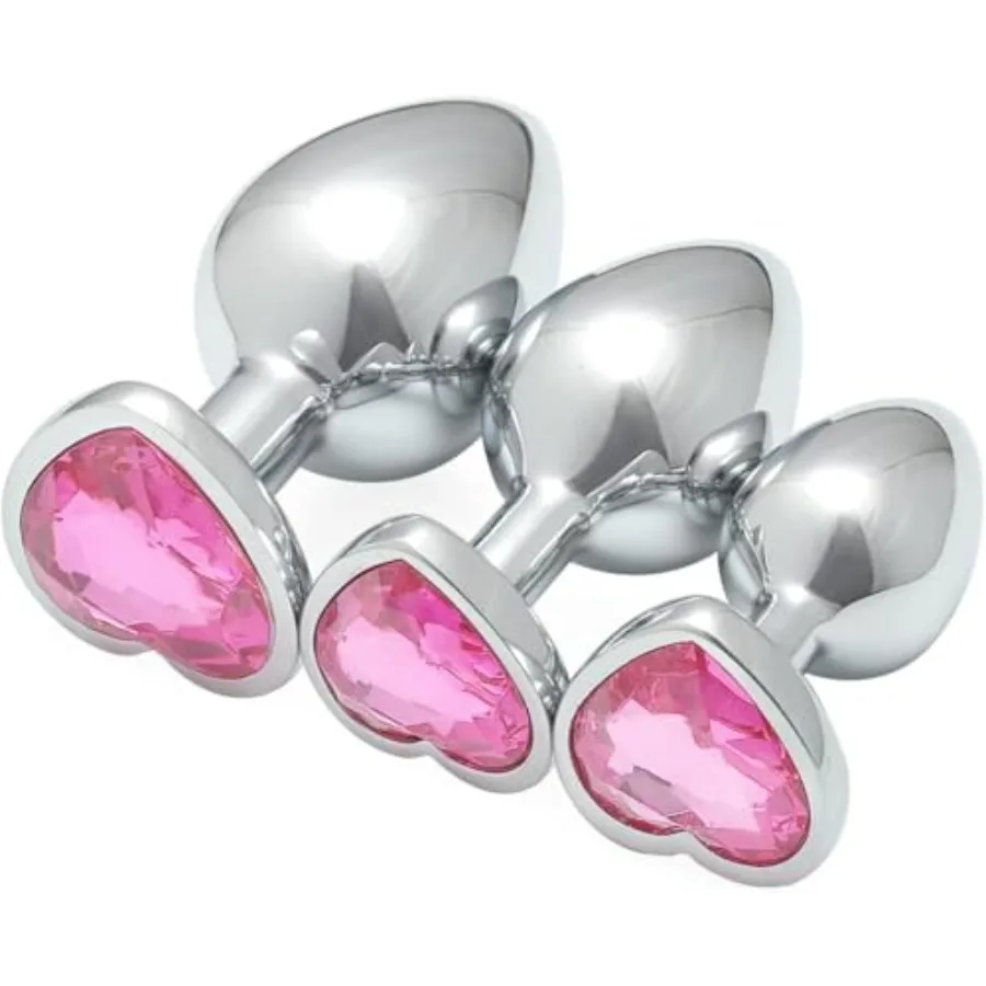 Beginners or Advance Player 3 Pcs Luxury Jewelry Design Fetish Heart Metal Anal Butt Plug