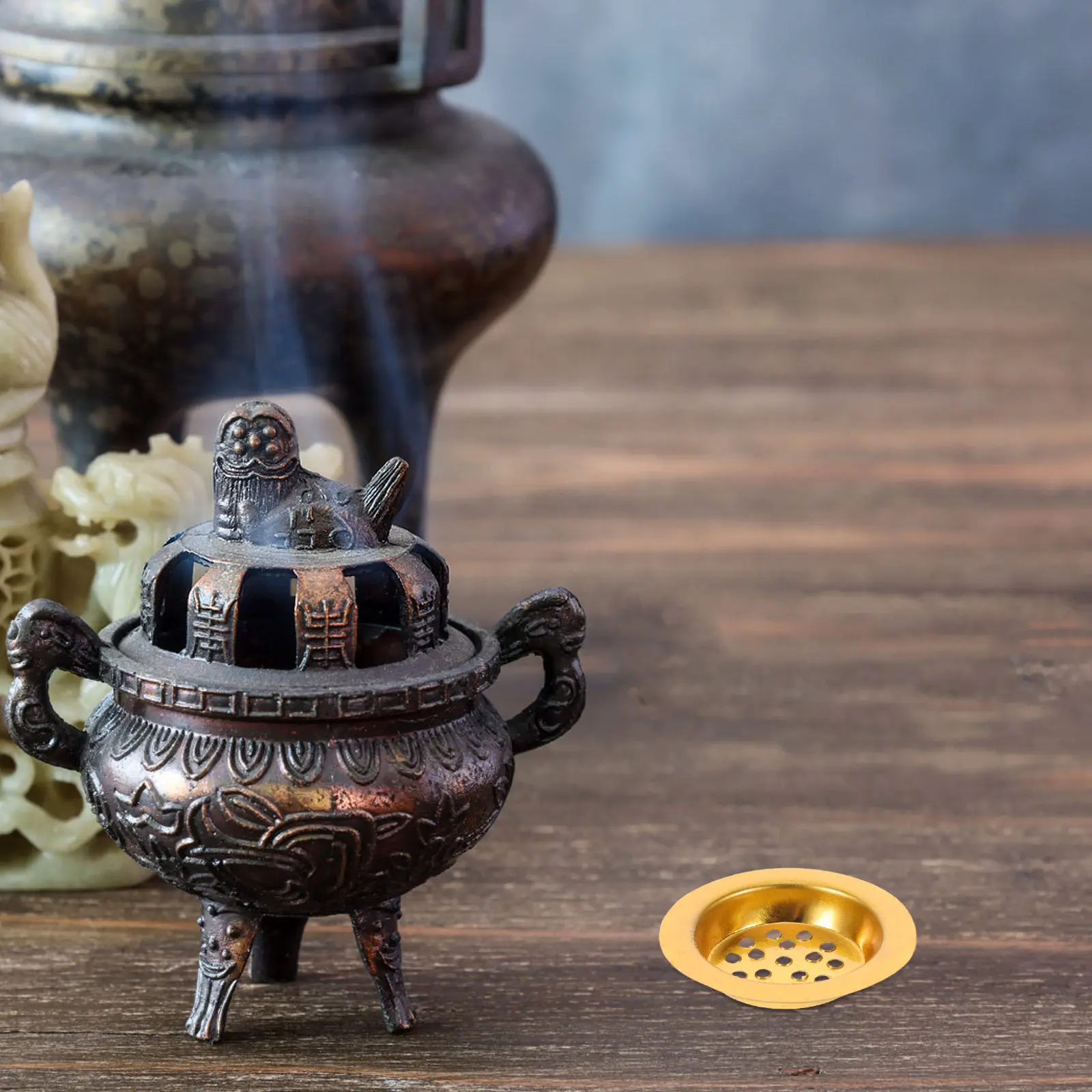 

10pcs Incense Burner Insert For Resin Oud Bakhoor Universal Perforated Metal Tray Golden Iron Charcoal Disc Holder Vented