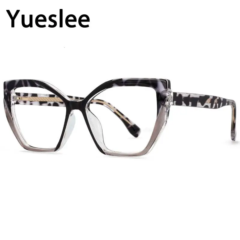 54585 Ladies Anti Blue Light Glasses Optical Frame Cat Eye Square Large Frame Eye Protection Splicing Color Eyeglasses