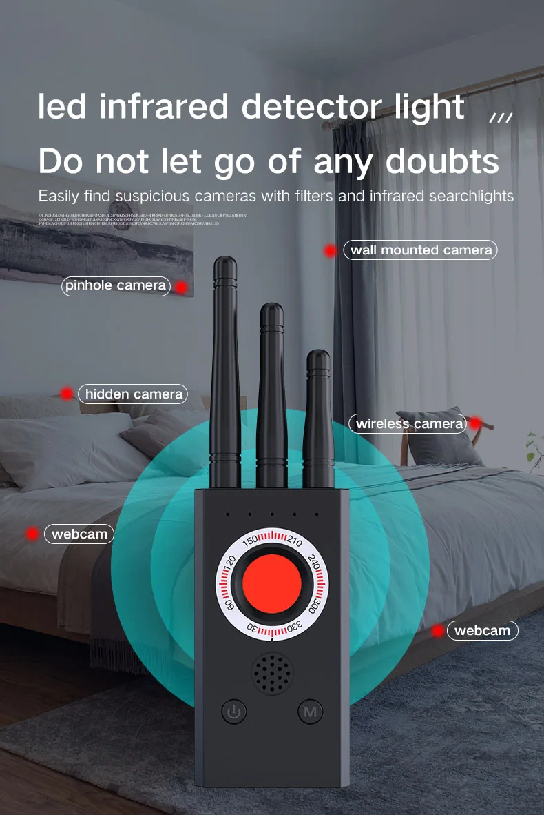 T16 Signal Detector Anti-Camera Anti-Eavesdropping GPS Scanning Detector Anti-Positioning Tracking Camera Detector