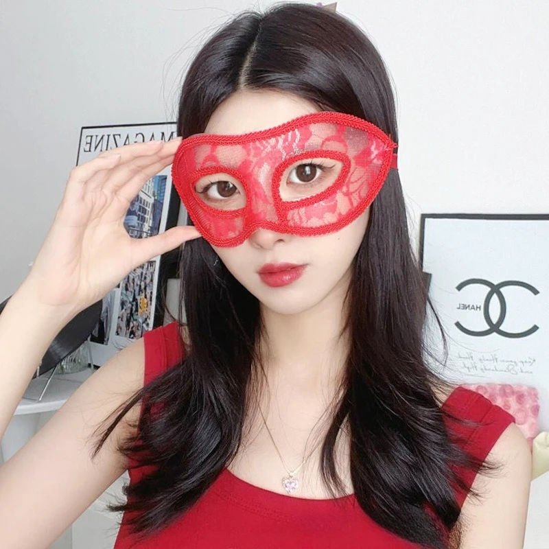 Women Sexy Translucent Lace Mask with Gauze Flower Half-Face Eye Cover for Masquerade Party Halloween Nightclub Dress Up