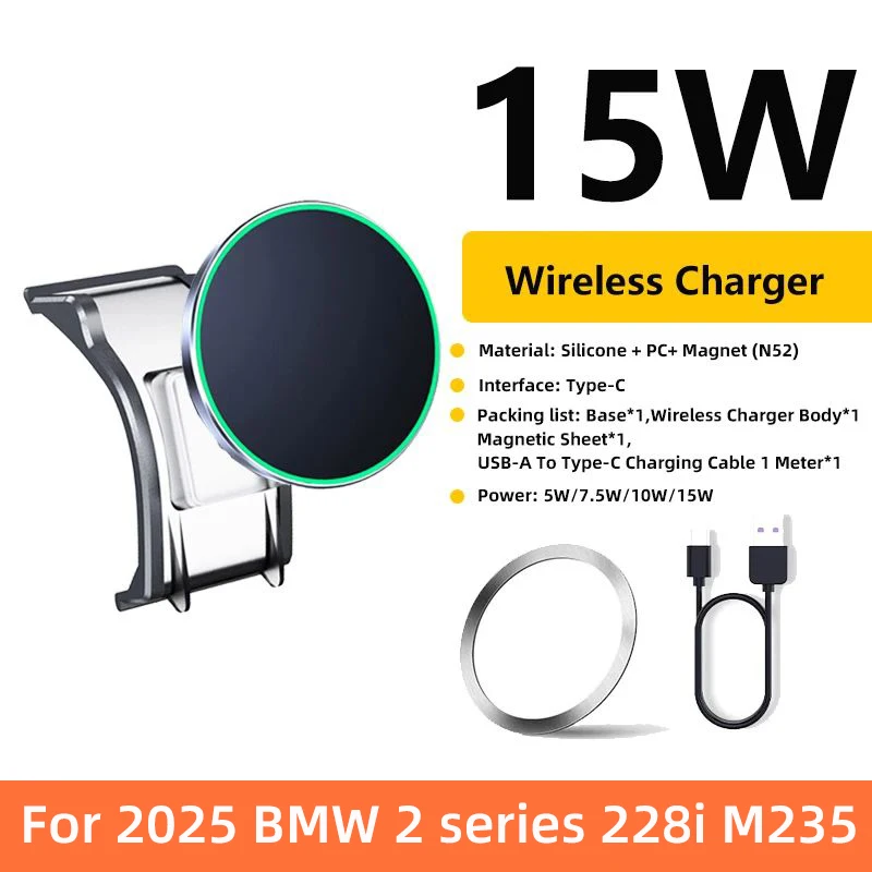 Auto-Handyhalterung für 2025 BMW 2er 3er 4er Gran Coupé 228i/M235 Exclusive Base GPS-Ständer Magnetisches Ladegerät Innenraum-Zubehör