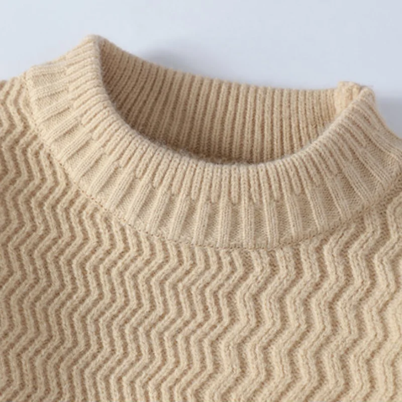 Men's Autumn Winter Long Sleeves Knit Sweater Round Neck Jacquard Keep Warm High Quality Pullover Leisure Fashion Men's Clothing