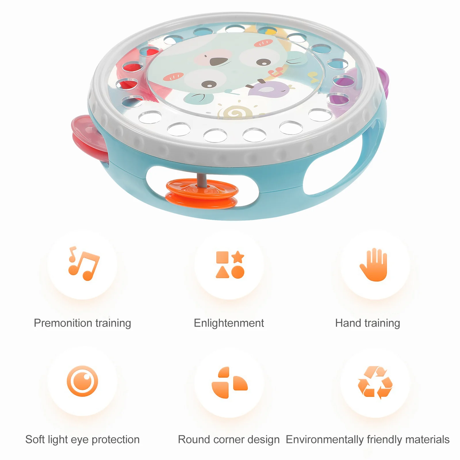 Children Clapping Tambourine Cute Tambourines Musical Party for Adults Handheld Plastic Percussion Instruments