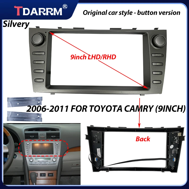 Car Radio Fascias For Toyota Camry 2006-2011 (9Inch) Android GPS MP5 Stereo Player 2 Din Head Unit DVD Panel Dash Frame Trim Kit