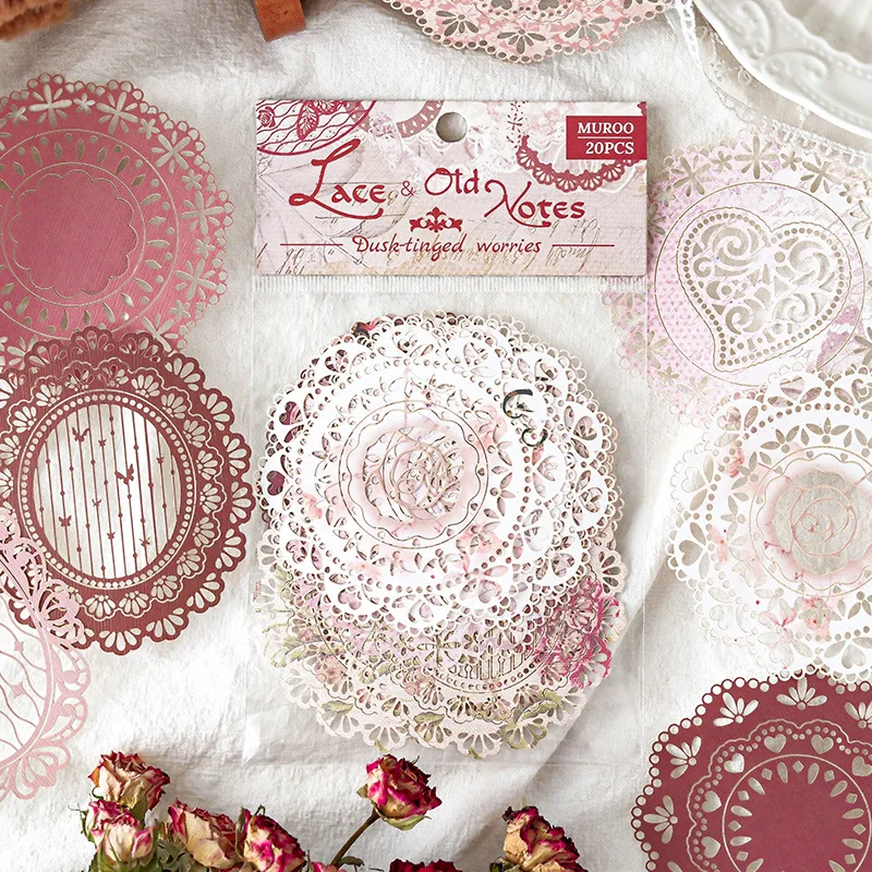20sheets/lot  Memo Pads Material Paper  Lace old paper Junk Journal Scrapbooking Cards Retro Background Decoration Paper