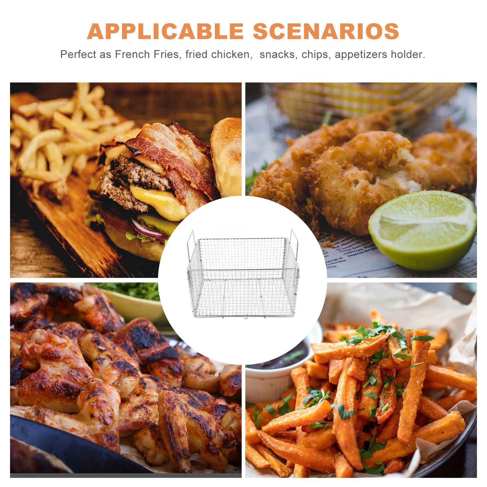 

1pcs Foldable Stainless Steel Frying Basket Deep Fryer Mesh Strainer For French Fries Chicken Onion Rings Washing Drain Tool