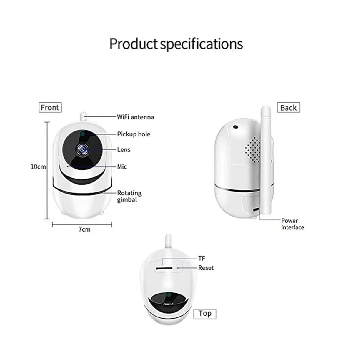 กล้องไร้สาย 1080P 355 °   กล้องมินิสัตว์เลี้ยงกล้องเฝ้าระวังวิดีโอพร้อม Wifi Baby Monitor สมาร์ทโฮมสีดํา US PLUG