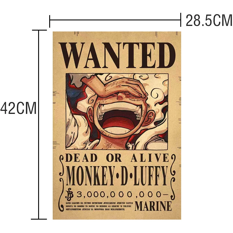 Piezas de Anime Luffy, sombrero de paja, Pirata, póster de una pieza, pegatinas, pintura Vintage, decoración de pared para habitación de niños,