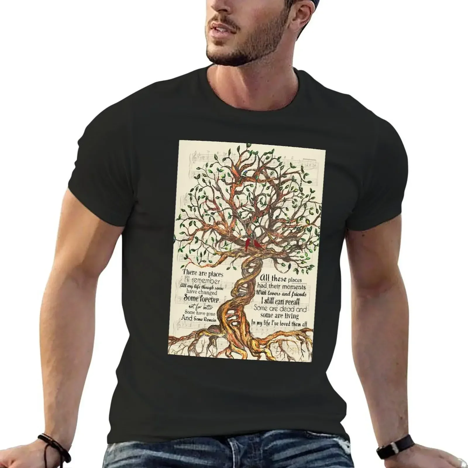 In My Life Lyrics - Tree And Cardinal Bird Gift Who Love In My Life T-Shirt anime figures oversizeds tee shirts for men