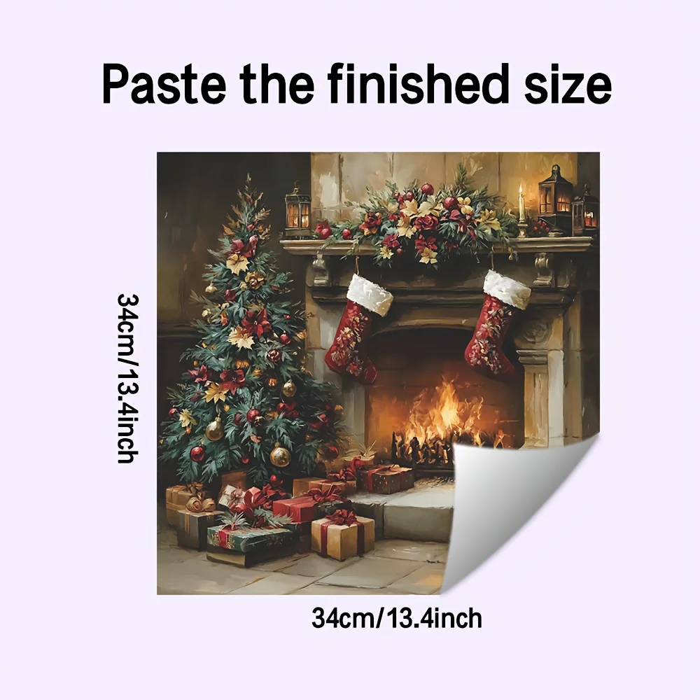 Dishwasher Sticker Vintage Christmas Fireplace Trees Stockings Gifts Self Adhesive Removable Waterproof Kitchen Decor Decals
